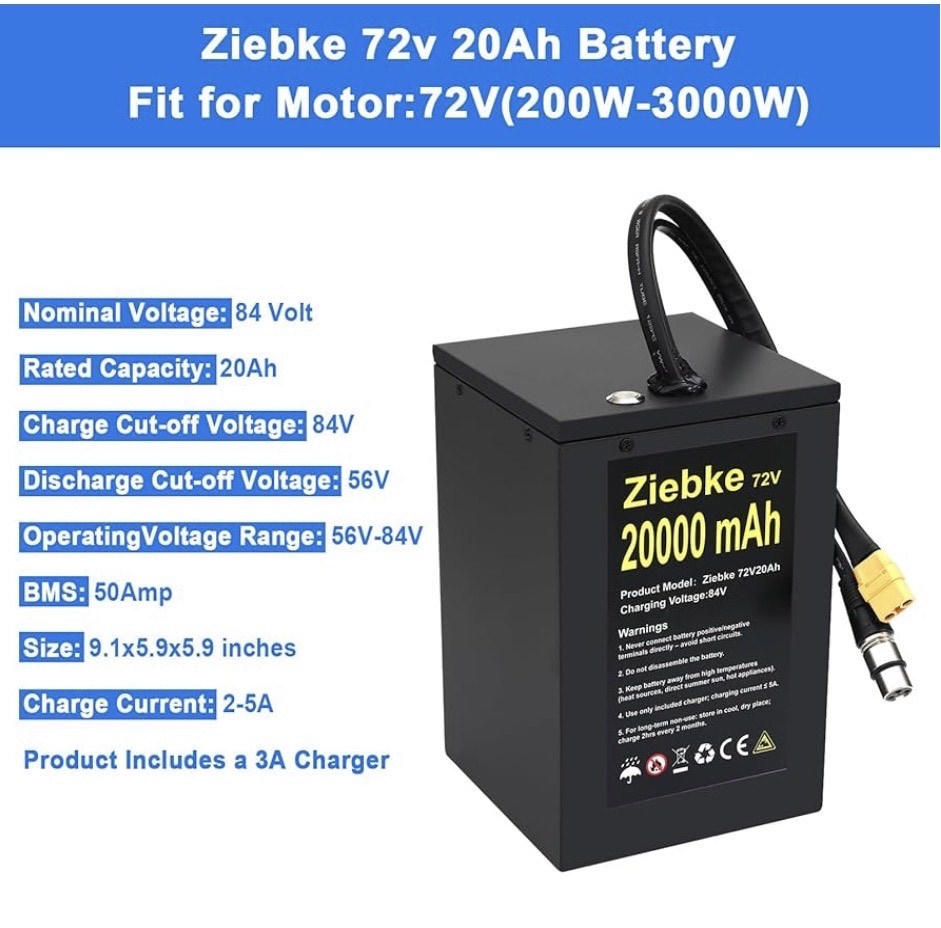 72v 20ah Metal Cased Battery